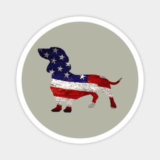 USA Flag Dachshund Magnet